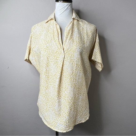 Vilagallo Animal Print Shirt Metallic Button Back Blouse